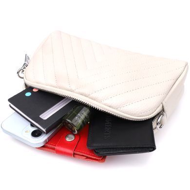 Модная сумка прошита треугольниками из натуральной кожи Vintage 22910 Белый