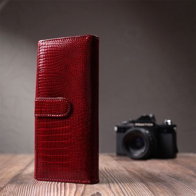Кожаный лакированный кошелек с блоком для кредитных карт ST Leather 22682 Красный