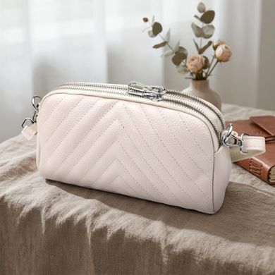 Модная сумка прошита треугольниками из натуральной кожи Vintage 22910 Белый