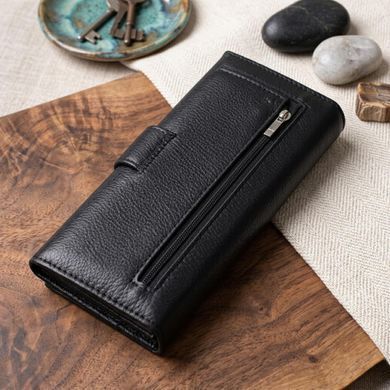 Жіночий шкіряний гаманець для карток купюр та монет ST Leather 22548 Чорний