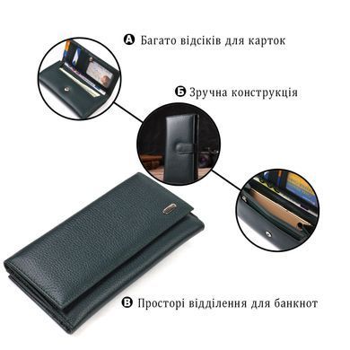Практичне жіноче портмоне з натуральної шкіри флотар CANPELLINI 21854 Зелений