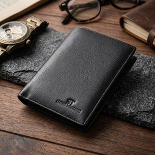 Чоловіче шкіряне портмоне для карток купюр та монет ST Leather 22733 Чорне