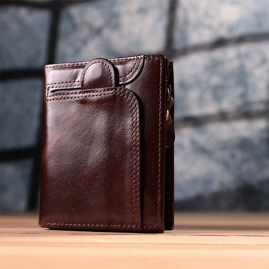 Вертикальний чоловічий гаманець із натуральної шкіри Vintage sale_15096 Коричневий