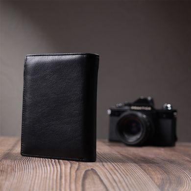 Чоловіче шкіряне портмоне для карток купюр та монет ST Leather 22733 Чорне