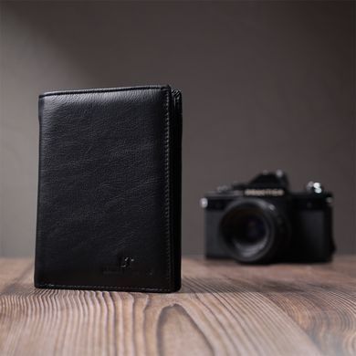 Чоловіче шкіряне портмоне для карток купюр та монет ST Leather 22733 Чорне