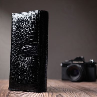 Лакований шкіряний гаманець з блоком для кредитних карток ST Leather 22683 Чорний