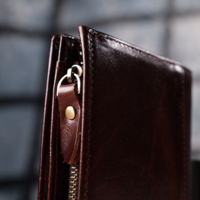 Вертикальний чоловічий гаманець із натуральної шкіри Vintage sale_15096 Коричневий