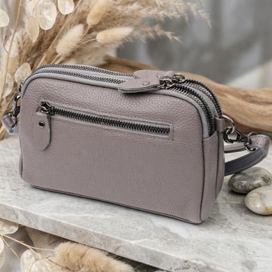 Сумка жіноча на два відділення з натуральної шкіри Vintage 22278 Сіра