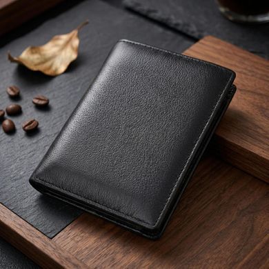 Чоловіче шкіряне портмоне для карток купюр та монет ST Leather 22733 Чорне