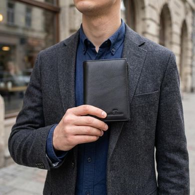 Чоловіче шкіряне портмоне для карток купюр та монет ST Leather 22733 Чорне