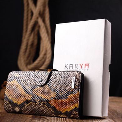 Необычное женское портмоне из натуральной фактурной кожи под змею KARYA 21004 Разноцветный