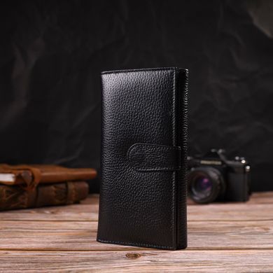 Унікальне портмоне унісекс з натуральної дрібнозернистої шкіри CANPELLINI 21856 Чорне
