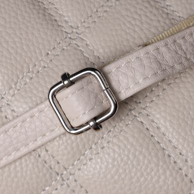 Модная женская сумка прошитая ромбами из натуральной кожи Vintage 22931 Белый
