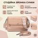 Жіноча сумка з фактурним клапаном з натуральної шкіри Vintage 22329 Пудрова