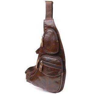 Сумка для мужчин с большим количеством карманов из натуральной кожи Vintage 22956 Коричневый