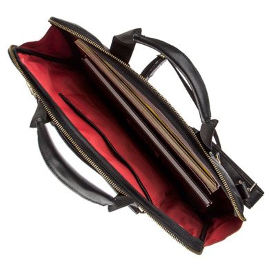 Мужская кожаная тонкая сумка для ноутбука SHVIGEL 19117 Черная