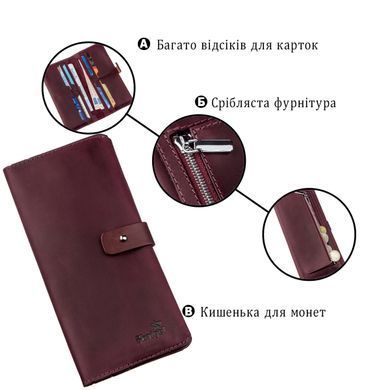 Бумажник женский из винтажной кожи SHVIGEL 16205 Бордовый