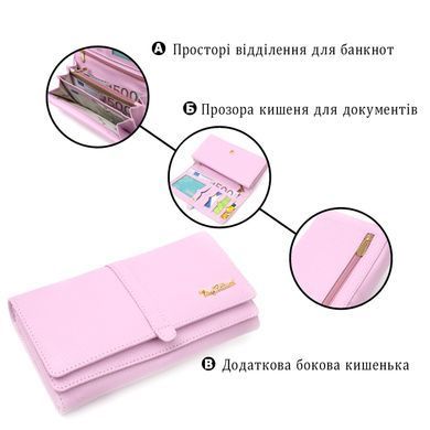 Жіночий гаманець з великою кількістю відділень ніжного кольору з натуральної шкіри Tony Bellucci 21958 Ліловий