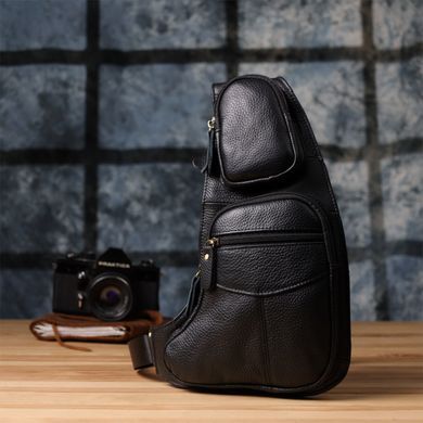 Сумка для мужчин с большим количеством карманов из натуральной кожи Vintage 22957 Черный