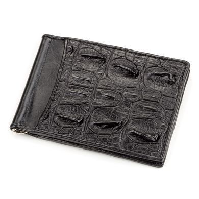 Затискач CROCODILE LEATHER 18169 з натуральної шкіри крокодила Чорний