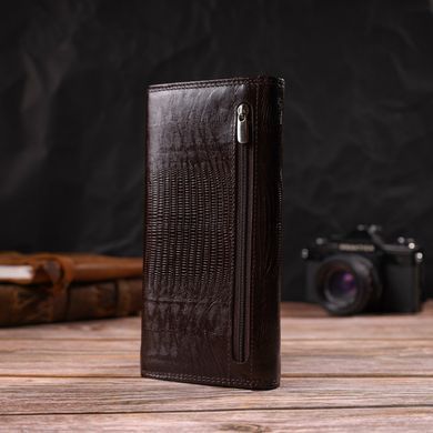 Кошелек женский из лакированной натуральной кожи с тиснением CANPELLINI 21708 Коричневый