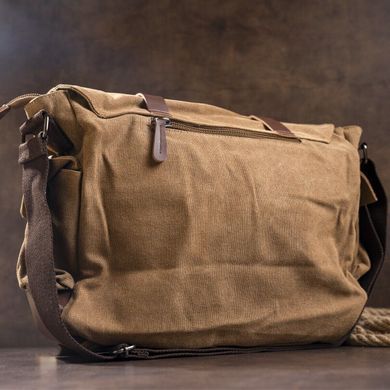 Сумка на плечо текстильная Vintage 20150 Коричневая оптом фото Сумка на плечо текстильная Vintage 20150 Коричневая