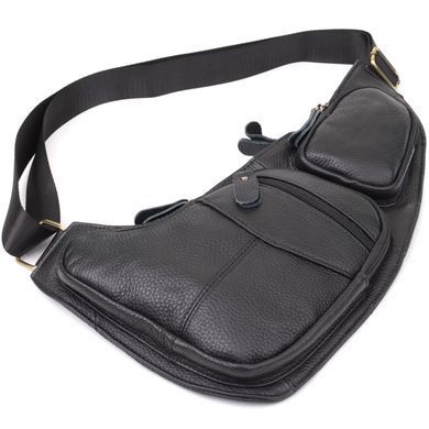 Сумка для мужчин с большим количеством карманов из натуральной кожи Vintage 22957 Черный
