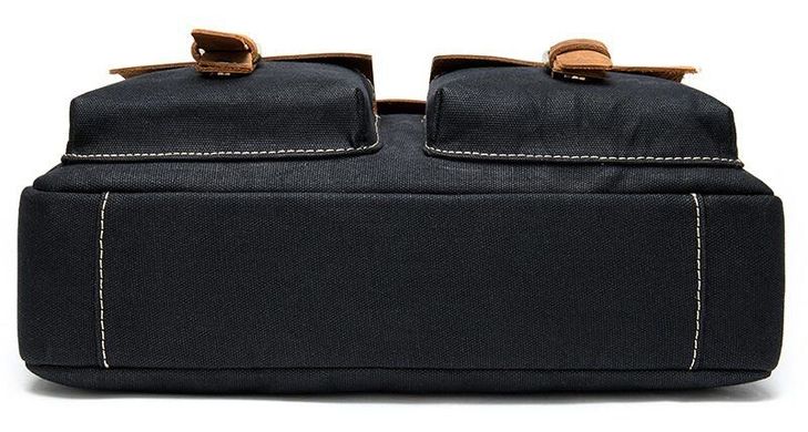 Сумка-портфель мужская текстильная с кожаными вставками Vintage 20002 Черная