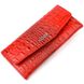 Красивий жіночий гаманець з клапаном із фактурної шкіри під крокодила KARYA 21106 Червоний