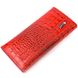 Красивый женский кошелек с клапаном из фактурной кожи под крокодила KARYA 21106 Красный