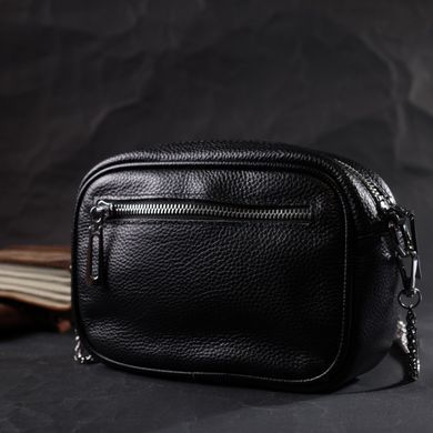 Женская вечерняя сумочка на цепочке из натуральной кожи Vintage 22382 Черная