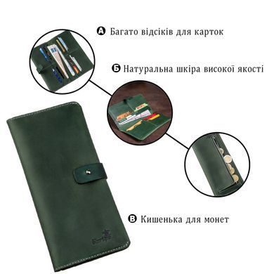 Гаманець з вінтажної шкіри SHVIGEL 16206 Зелений