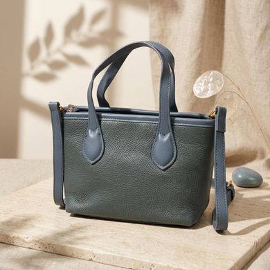 Елегантна сумка з двома ручками з натуральної шкіри Vintage 22282 Блакитна