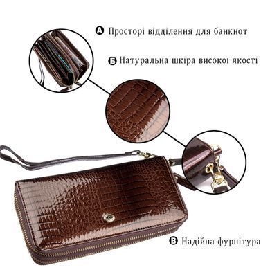 Жіночий лаковий клатч ST Leather 18908 Коричневий