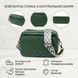 Невелика жіноча сумка прошита ромбами на лицьовій стороні з натуральної шкіри Vintage 22635 Зелена