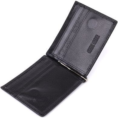 Мужской кошелек с металлическим зажимом из натуральной кожи ST Leather 23092 Черный