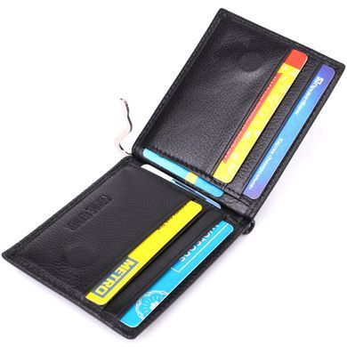 Мужской кошелек с металлическим зажимом из натуральной кожи ST Leather 23092 Черный