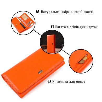 Большой женский кошелек из натуральной зернистой кожи CANPELLINI 21710 Оранжевый