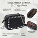Стильна сумка декорована металевими кнопками з натуральної шкіри Vintage 22333 Чорна