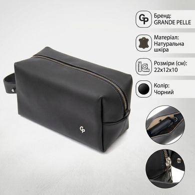 Чоловічий матовий шкіряний несесер GRANDE PELLE 11508 Чорний