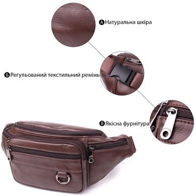 Практична бананка для чоловіків із натуральної шкіри Vintage sale_15107 Темно-коричневий