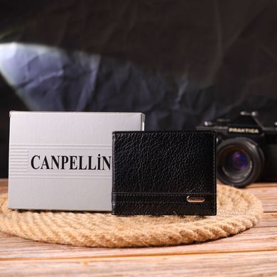 Практичный зажим из натуральной зернистой кожи CANPELLINI 21518 Черный