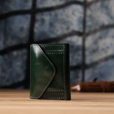 Отменный кошелек в три сложения из натуральной гладкой кожи GRANDE PELLE 22944 Зеленый
