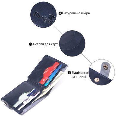 Компактное кожаное портмоне для мужчин Shvigel 16465 Синий
