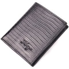 Красивий чоловічий гаманець із фактурної шкіри під рептилію KARYA 21059 Чорний