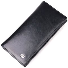 Надежный мужской бумажник из натуральной гладкой кожи в два сложения ST Leather 19414 Черный