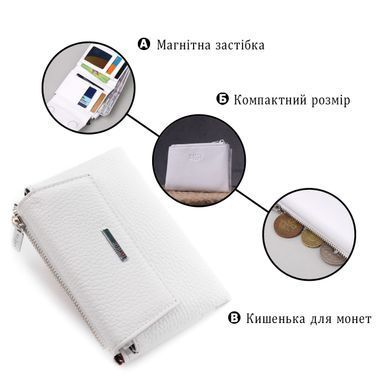 Компактный кошелек с монетницей на молнии из натуральной кожи KARYA 21383 Белый