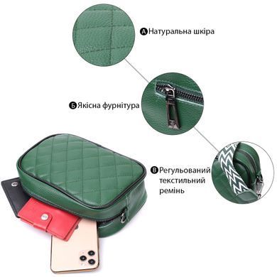 Сумка через плечо на одно отделение из натуральной кожи Vintage 22384 Зеленая