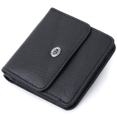Компактный женский кошелек с карманом для монет из натуральной кожи ST Leather 22690 Черный