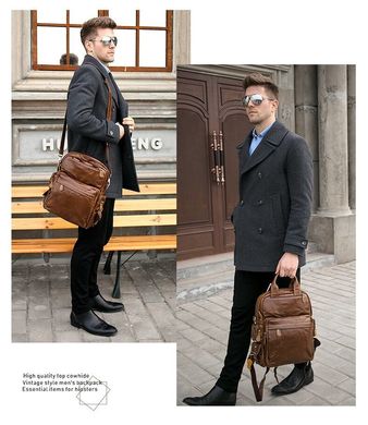 Рюкзак – трансформер кожаный Vintage 14889 Коричневый